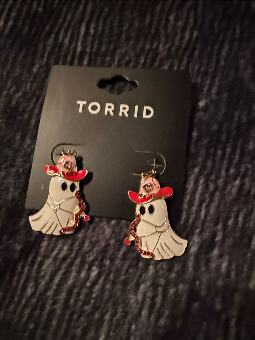 Torrid White Ghost Earrings with Red Cowboy Hat Accents With Bow And Arrow